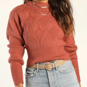 Terracotta Cable Knit Cropped Sweater